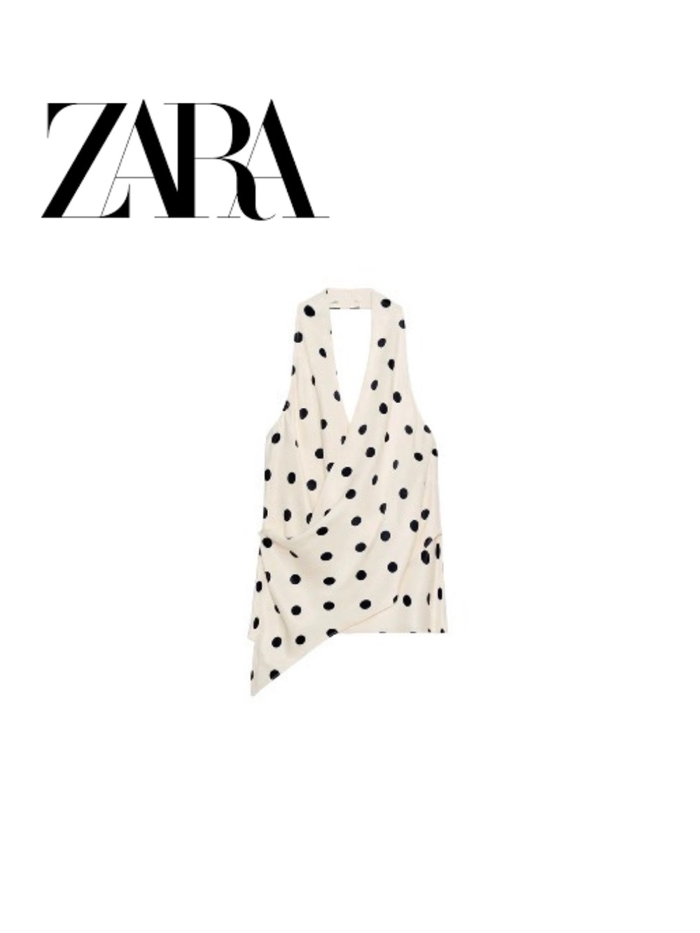 Zara Cream Polka Dot Satin Halter